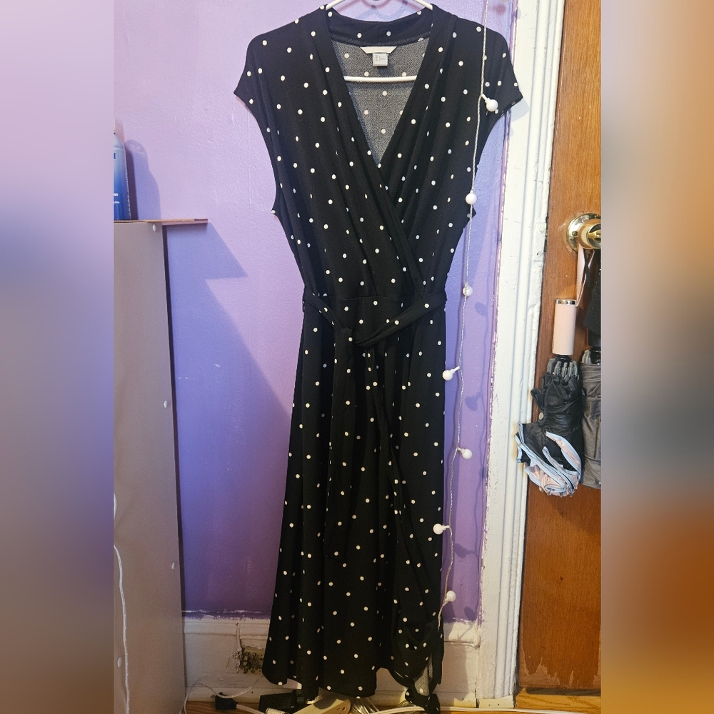 H&M Black and White Polka Dot Midi Dress